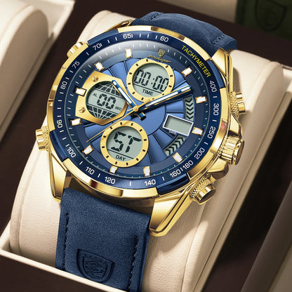 LED Luxury Men Watch Luminous Week Date Dual Time Display Digital Man Clock Alarm Electronic Men'S Quartz Watches Reloj