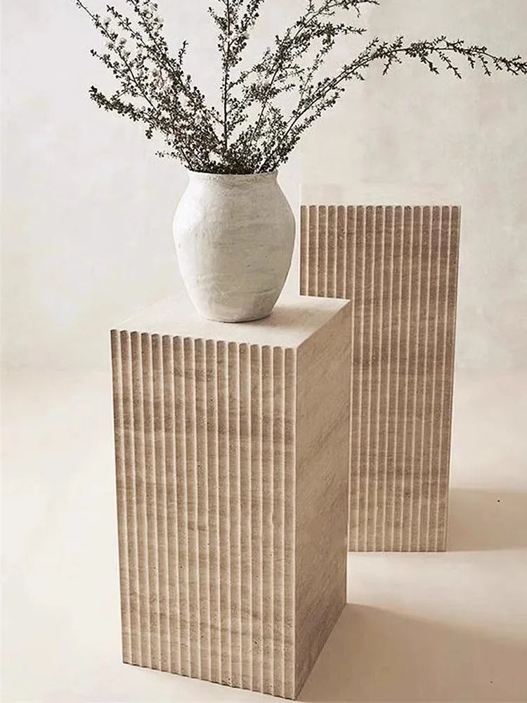 Nordic Light Luxury Geometric Design Cave Material Quadrate Vase Display Stand Home Decoration Sculpture Living Room Ornament