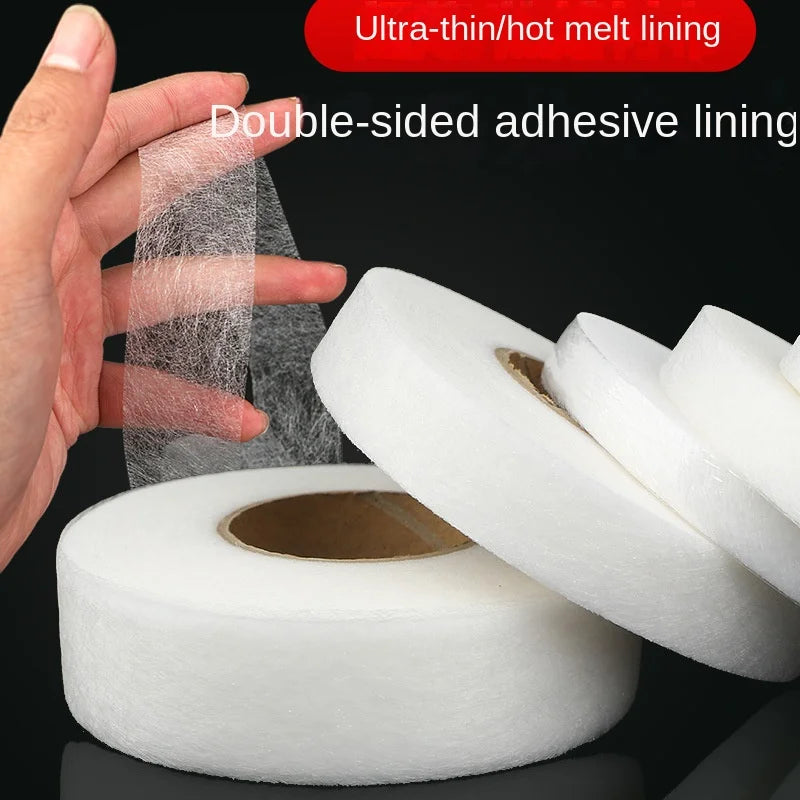 64M Roll Non-Woven Double-Side Interlining Adhesive Fabric Cloth Apparel Iron on Hem Tape Edge Shorten Pants DIY Sewing Tool