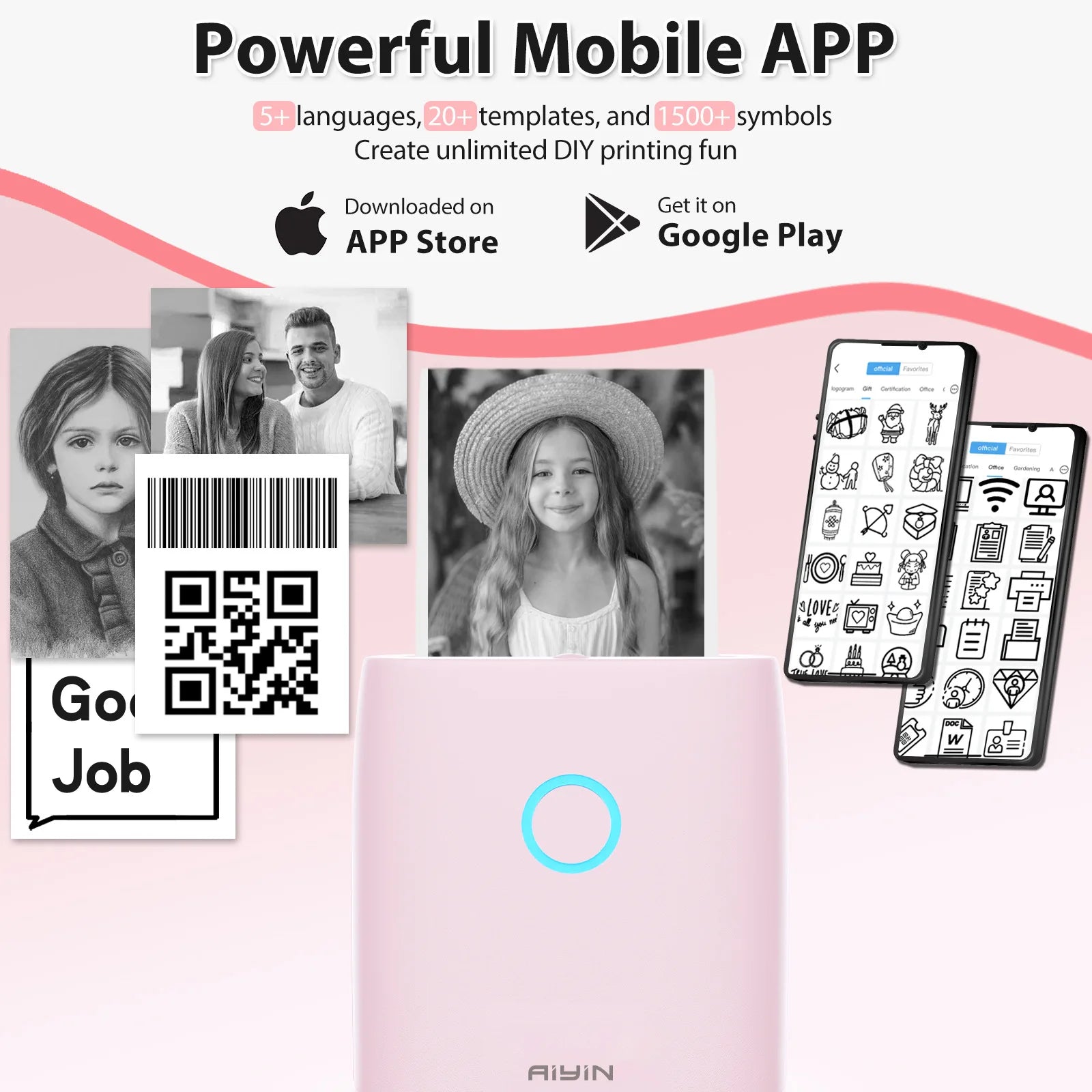 Q2 203Dpi HD Printing Thermal Printer without Ink DIY Mini Portable Printing Bluetooth Control for Photo Label Shopping Ticket