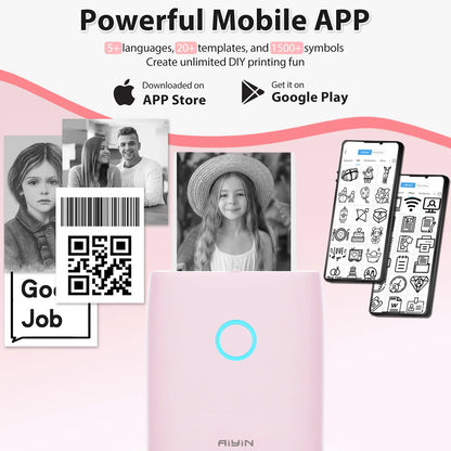 Q2 203Dpi HD Printing Thermal Printer without Ink DIY Mini Portable Printing Bluetooth Control for Photo Label Shopping Ticket