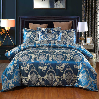 Satin Duvet Cover Size, Floral Jacquard Satin Duvet Cover Set 3 Piece Luxury Silk like Bedding Comforter Cover Set