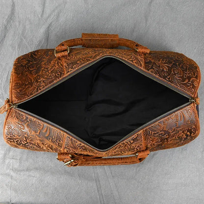 52Cm Vintage Genuine Leather Travel Bag for Men Crazy Horse Leather Travel Duffle Large Shoulder Bag Cowhide Bag Weekend Bag