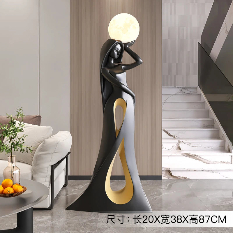 Home Decor Ladies Statue Living Room Large Floor Sofa TV Cabinet Modern Interior Soft Decoration Light Luxury Housewarming Gift