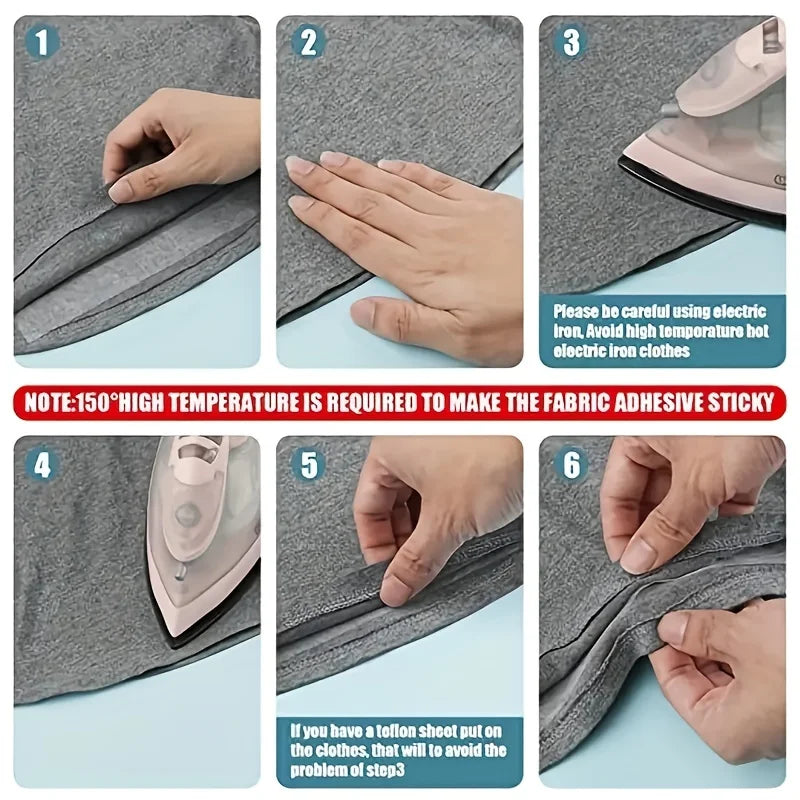 64M Roll Non-Woven Double-Side Interlining Adhesive Fabric Cloth Apparel Iron on Hem Tape Edge Shorten Pants DIY Sewing Tool