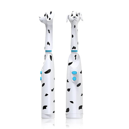 Children'S Electric Toothbrush Kids Baby Spotted Dog Features Dust Cover Cartoon Type Children round Head Battery