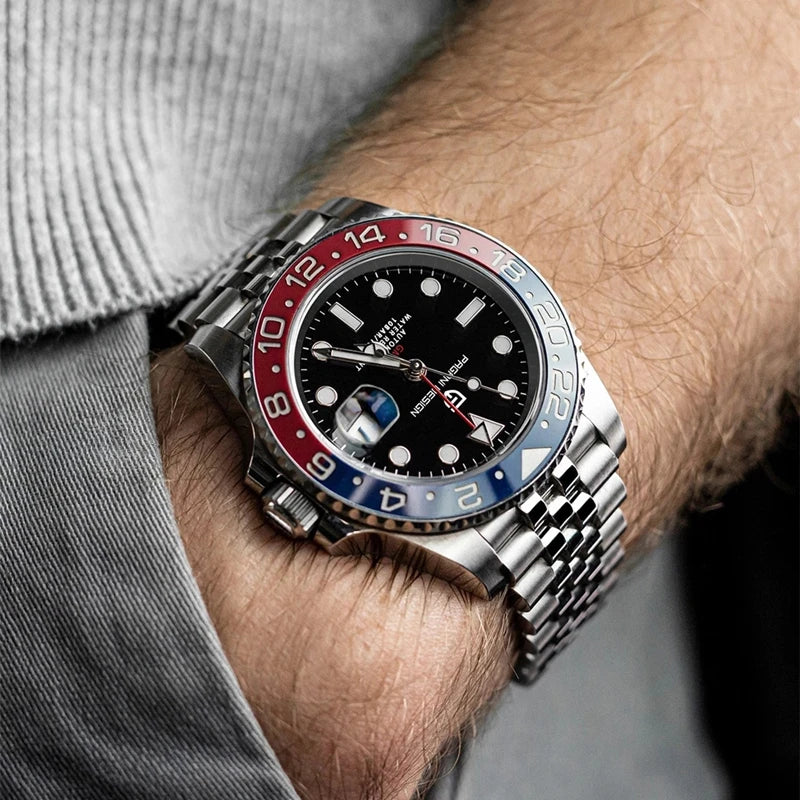V3 Version GMT Watches Men'S Luxury Sapphire Automatic Mechanical Watch 40MM Stainless Steel Waterproof Watch
