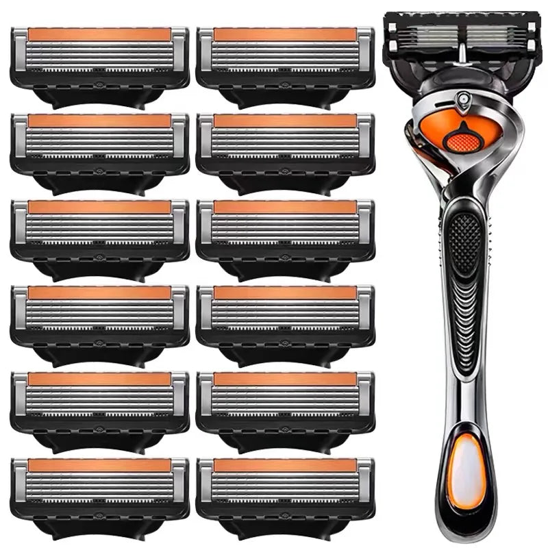 High Quality 5 Layers Manual Shaver Razor with 4 Replaceable Heads Blade Brand Universal Handle & Head