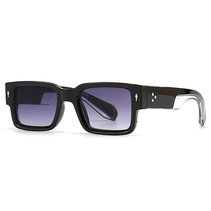 Ins Popular Fashion Square Rivets Men Sunglasses Vintage Punk Gradient Women Trending Dark Green Sun Glasses Shades UV400