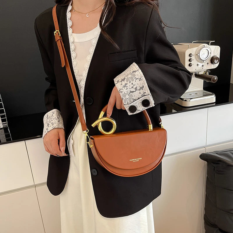 Small Crossbody Bags for Women Designer Semicircle Saddle Bag 8 Colors Pu Leather Handbag Luxury Brand Lady Shoulder Bags