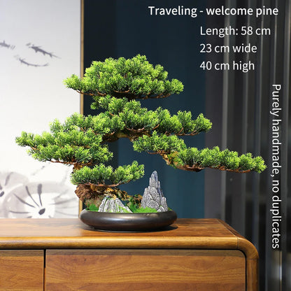 Simulation Bonsai Trees Are Suitable for Decoration, Immortal Welcoming Pine, Green Planting, Artificial Landscape, Home, Living