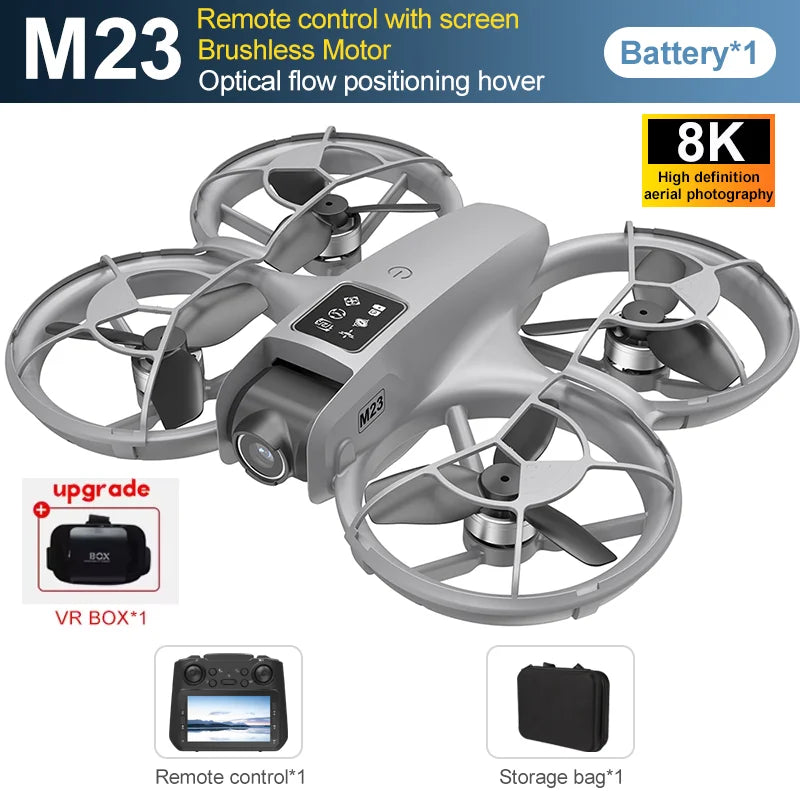 M23 Mini RC Drone 8K HD Camera Screen Control Remote Control Wifi Hold for Selfie and Aerial Shots RC Helicopter for Gifts Toys