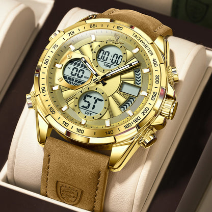 LED Luxury Men Watch Luminous Week Date Dual Time Display Digital Man Clock Alarm Electronic Men'S Quartz Watches Reloj