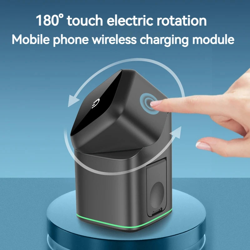 3 in 1 Wireless Charger - Electric Rotating Magnetic Charging Station for Iphone 16/15/14 Pro Max/Samsung, Phone Watch Earbuds
