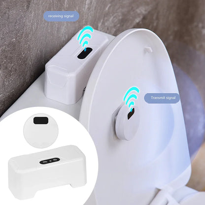 Automatic Toilet Flush Button Induction Toilet Flusher External Infrared Flush Splash-Proof with Wireless Transmitter