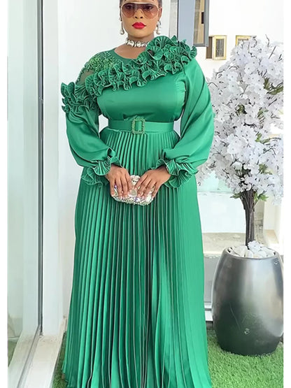 Plus Size African Party Dresses for Women 2025 New Fashion Dashiki Ankara Wedding Evening Gown Elegant Turkey Muslim Maxi Dress