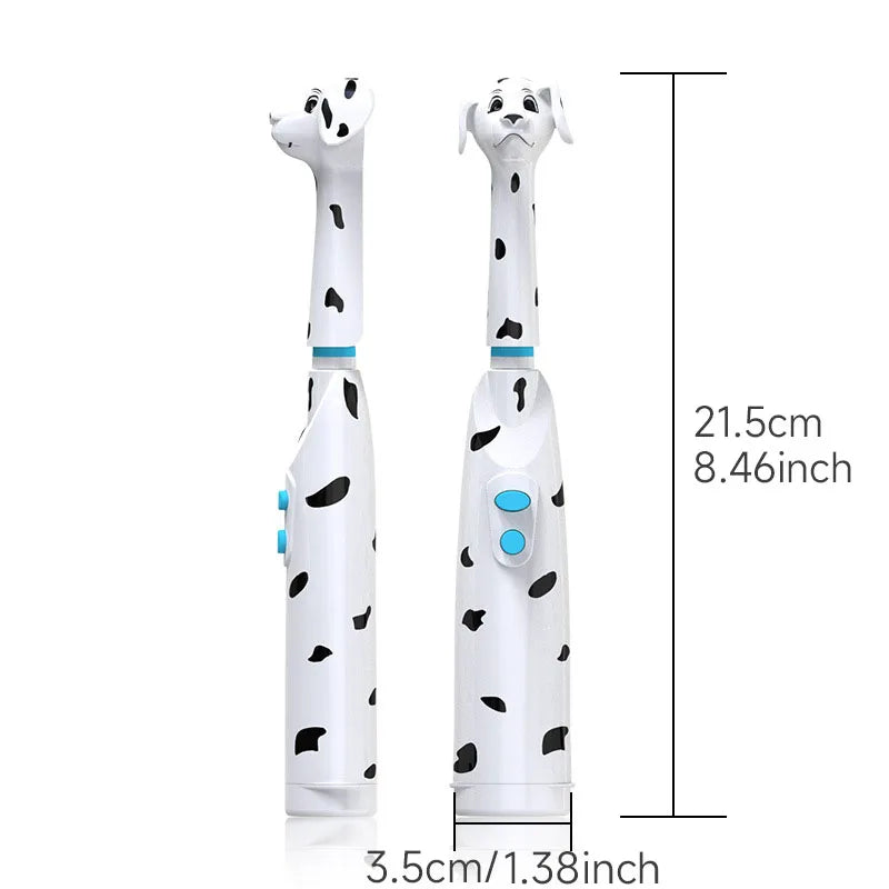 Children'S Electric Toothbrush Kids Baby Spotted Dog Features Dust Cover Cartoon Type Children round Head Battery