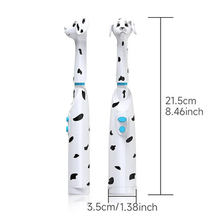 Children'S Electric Toothbrush Kids Baby Spotted Dog Features Dust Cover Cartoon Type Children round Head Battery