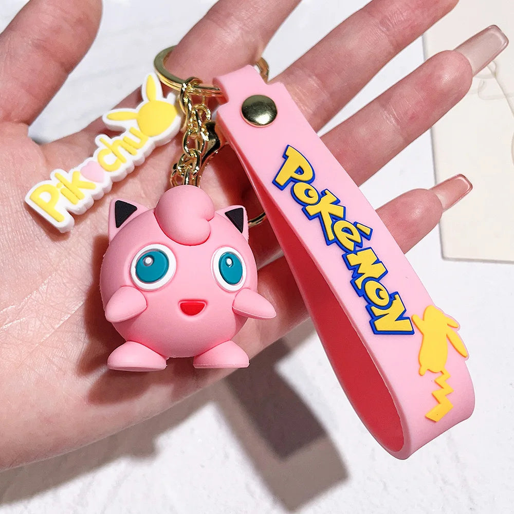 Pokemon Keychain Anime Cartoon Pikachu Creative Key Chain Ornaments Dolls Eevee Psyduck Rowlet for Kids Toys Bag Pendant Gifts