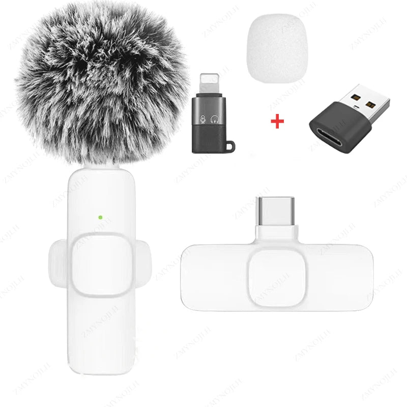 New Wireless Lavalier Microphone Portable Audio Video Recording Mini Microphone for Iphone Android PC Camera Live Gaming Phone