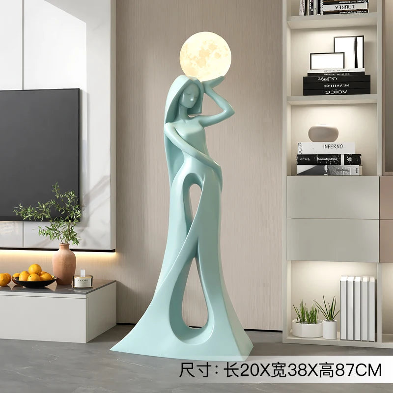 Home Decor Ladies Statue Living Room Large Floor Sofa TV Cabinet Modern Interior Soft Decoration Light Luxury Housewarming Gift