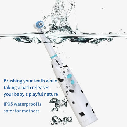 Children'S Electric Toothbrush Kids Baby Spotted Dog Features Dust Cover Cartoon Type Children round Head Battery