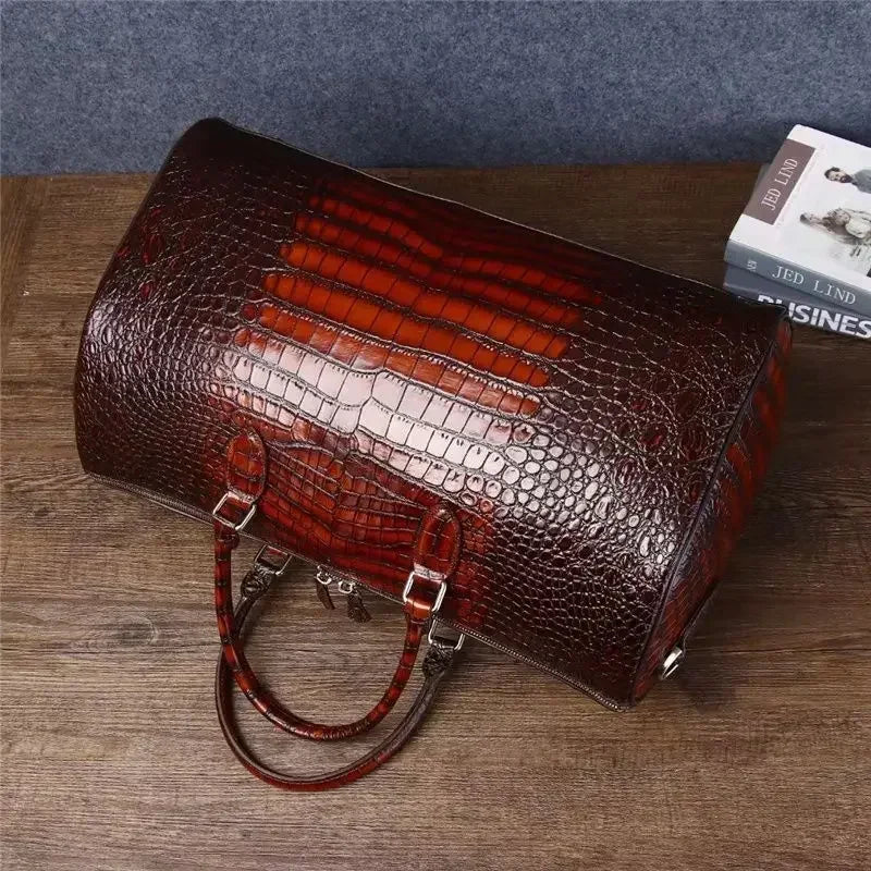 2025 New Fashion Men'S Bags Alligator Crocodile Pattern Cow Leather Travel Bags Handbags Men Shoulder Bag Luggage Laptop Bags