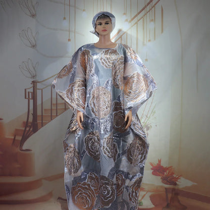 Fashion African Two-Piece Set Women'S Dress with Headscarf Turkish Style Clothing Ethnic Wear