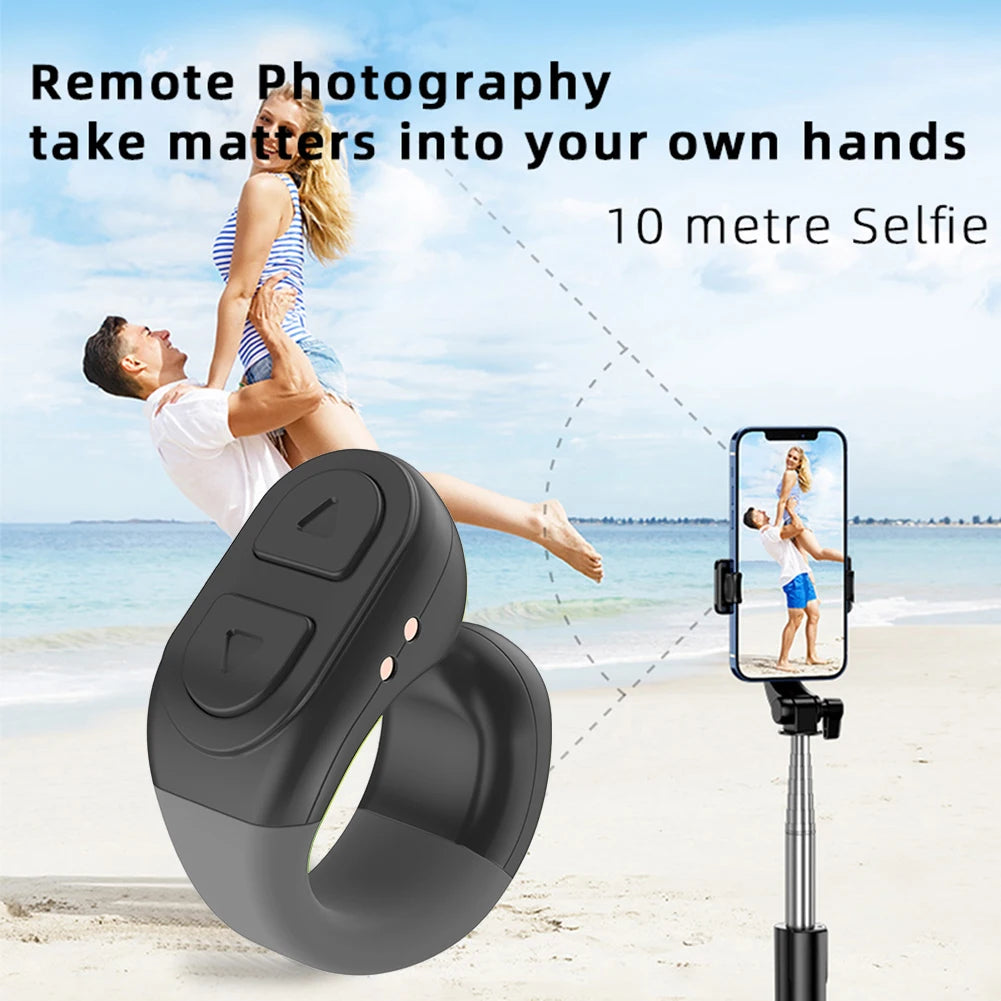 For Tiktok Fingertip Remote Control Scrolling Ring Wireless Camera Shutter Selfie Button Bluetooth Page Turner for Ios Android
