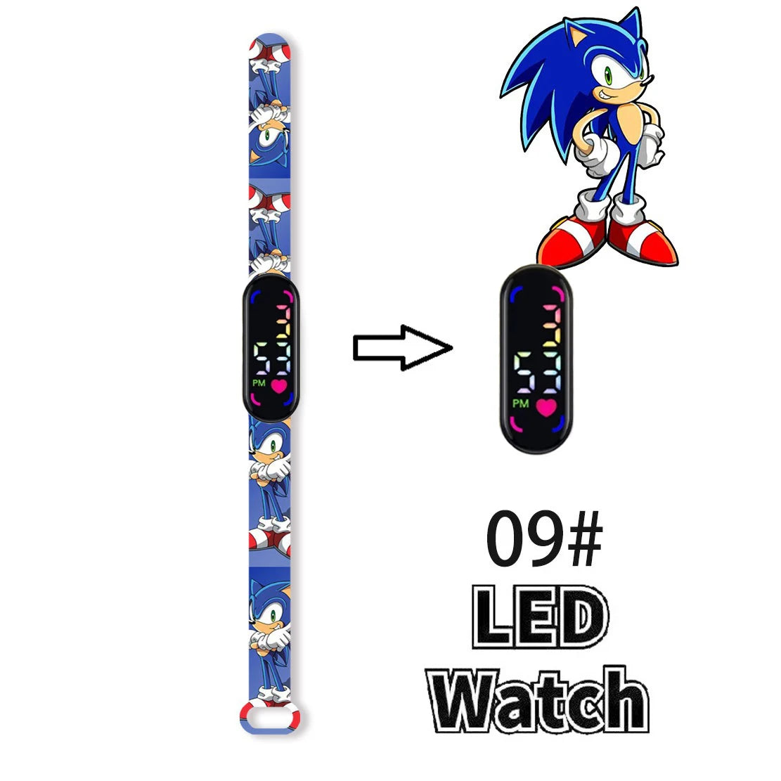 Sonic Children'S Watches Anime Character Luigi Luminous Bracelet Watch LED Touch Waterproof Sports Kids Gifts Watch