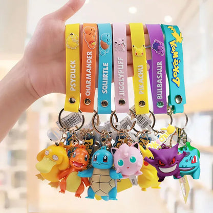 Pokemon Keychain Anime Cartoon Pikachu Creative Key Chain Ornaments Dolls Eevee Psyduck Rowlet for Kids Toys Bag Pendant Gifts