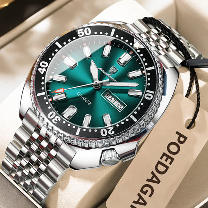 Business Men Watch Date Week Waterproof Luminous Luxury Man Wristwatch Sports Stainless Steel Men'S Quartz Watches Male