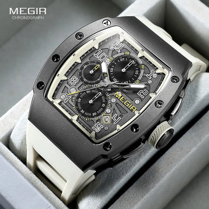 316 Stainless Steel Quartz Watch for Men Fashion Waterproof Luminous Chronograph Wristwatch with Auto Date Silicone Strap