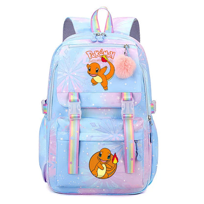 Anime Pikachu Charmander Cartoon Bookbag Pokemon Backpack Children Gift for Teen Student Back to School Backpack Gir