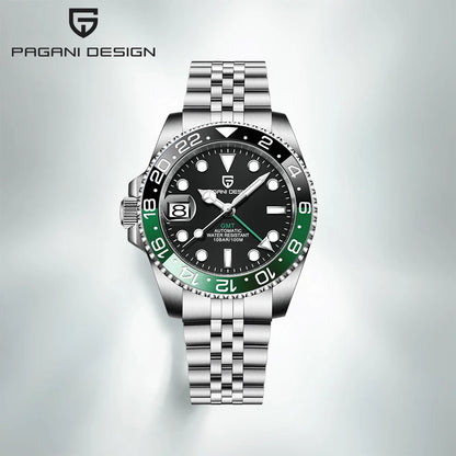PD-1662 Luxury GMT Men Mechanical Wristwatch Sapphire Glass Stainless Steel 100M Waterproof Automatic Watches