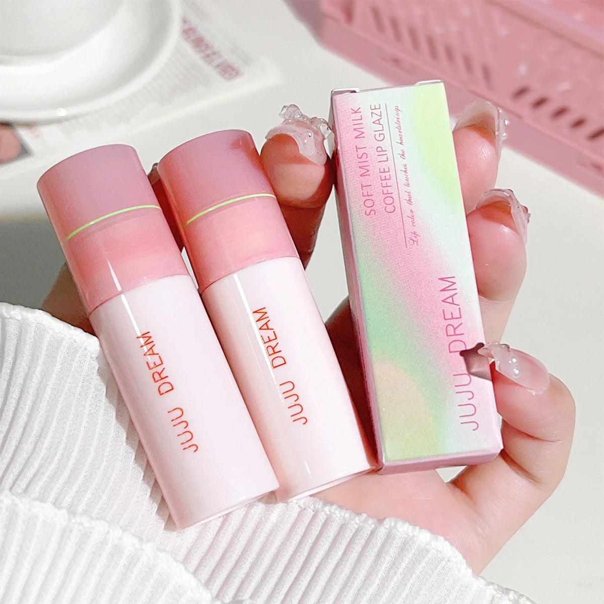 Soft Mist Milk Coffee Small Milk Tube Lip Glaze Air-Sensitive White Mist Velvet Matte Lip Glaze Lipstick