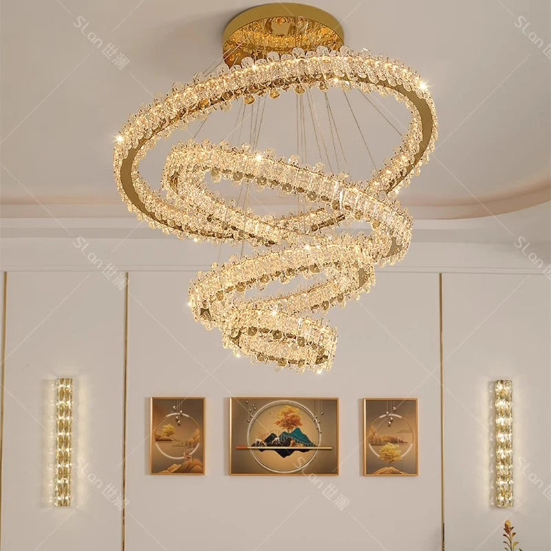 Modern Home Decoration Crystal Chandelier, Stair Pendant Lamp, Living Room Pendant Lights, Interior Lighting