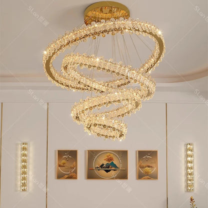 Modern Home Decoration Crystal Chandelier, Stair Pendant Lamp, Living Room Pendant Lights, Interior Lighting