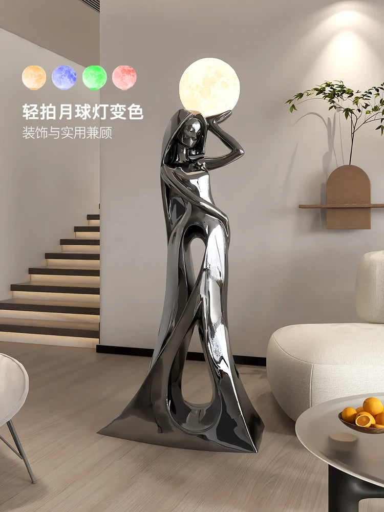 Home Decor Ladies Statue Living Room Large Floor Sofa TV Cabinet Modern Interior Soft Decoration Light Luxury Housewarming Gift