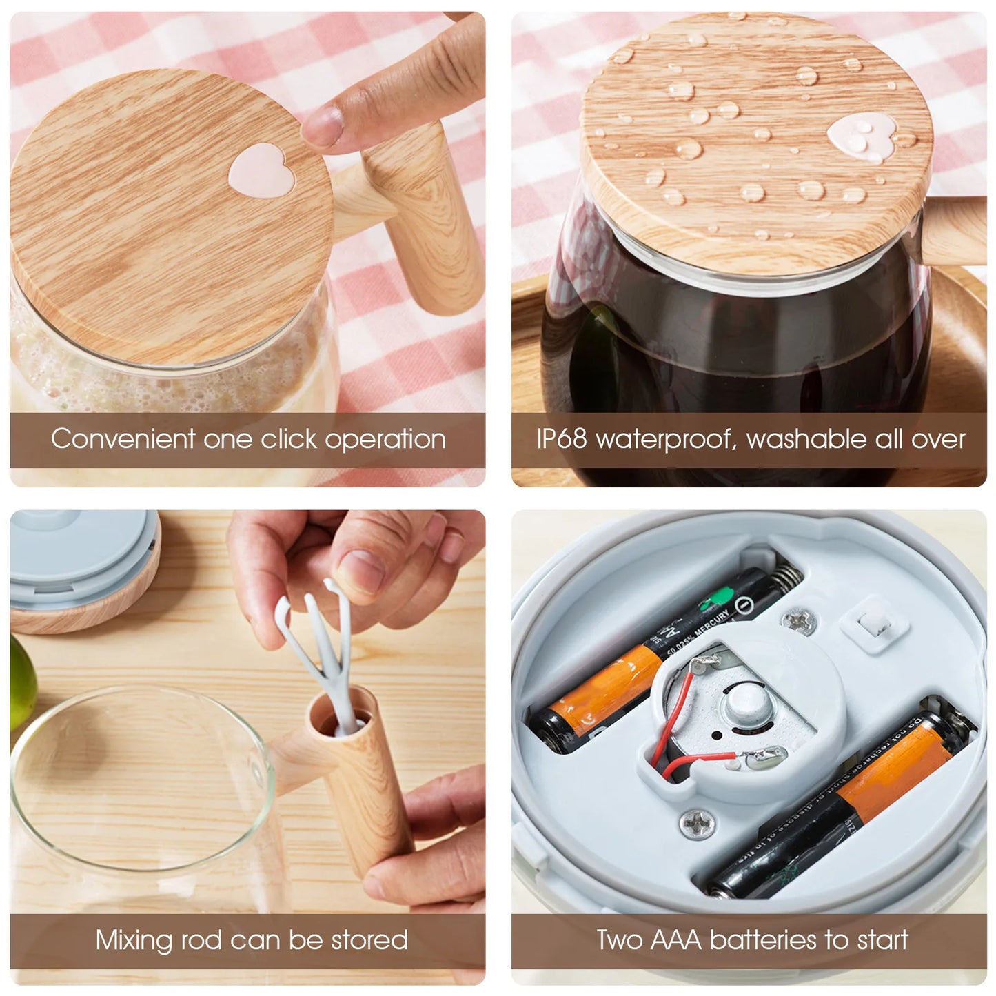 Self Stirring Coffee Mug with Handle 400Ml Electric Stirring Mug 7000Rpm High Speed Self Mixing Mug Glass Self Stirring Cup