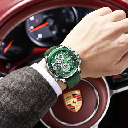 LED Luxury Men Watch Luminous Week Date Dual Time Display Digital Man Clock Alarm Electronic Men'S Quartz Watches Reloj