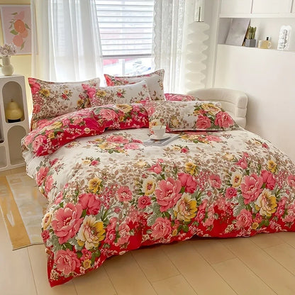 Floral Duvet Cover Set with Zipper Closure - 3 Piece Bedding Set Includes 1 Duvet Cover and 2 Pillowcases