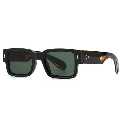 Ins Popular Fashion Square Rivets Men Sunglasses Vintage Punk Gradient Women Trending Dark Green Sun Glasses Shades UV400