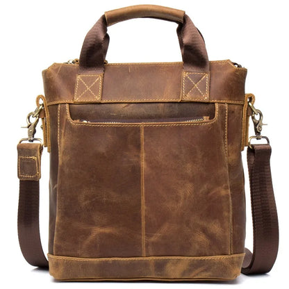 Leather Men'S Bag Crazy Horse Leather Retro Handbag Leather Crossbody Bag Handmade Shoulder Bag Computer Bag