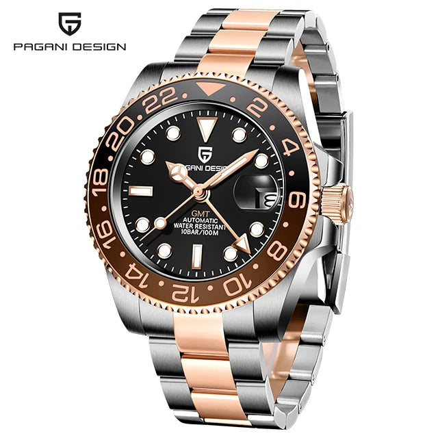 40MM Ceramic GMT Automatic Watch Men'S Mechanical Watch Sapphire Glass 100M Waterproof Men'S Mechanical Watch