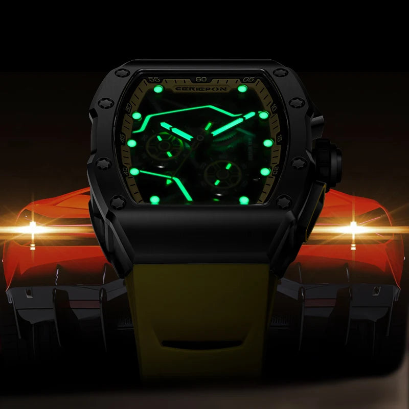 2025 Fashion Customized Mens Watch Skeleton Automatic Mechanical Movement Watches for Man Luxury Brand Rubber Strap Reloj Hombre