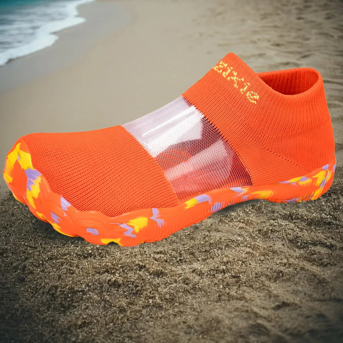 Unisex Outdoor Beach Crossing Shoes Breathable Mesh Slip-On Water Shoes Men Women Swimming Beach Walking Anti-Slip Cut-Resistant