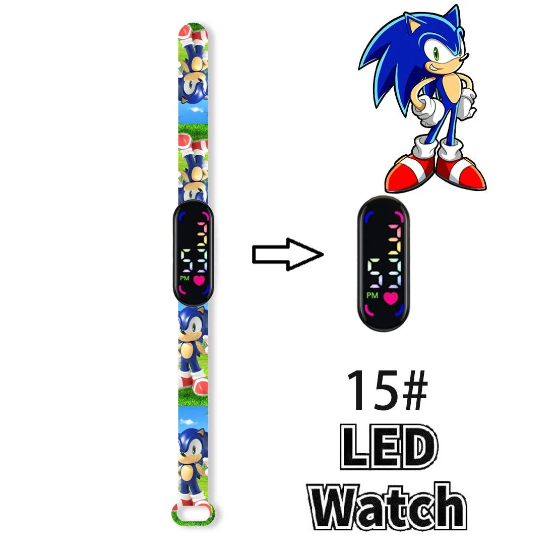 Sonic Children'S Watches Anime Character Luigi Luminous Bracelet Watch LED Touch Waterproof Sports Kids Gifts Watch