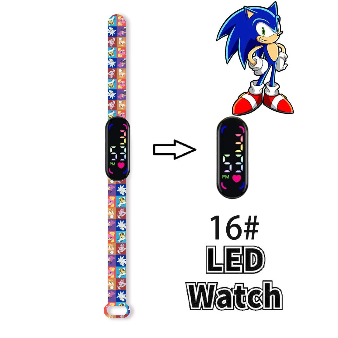 Sonic Children'S Watches Anime Character Luigi Luminous Bracelet Watch LED Touch Waterproof Sports Kids Gifts Watch