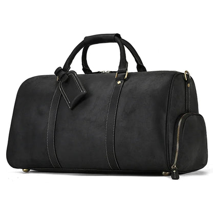 52Cm Vintage Genuine Leather Travel Bag for Men Crazy Horse Leather Travel Duffle Large Shoulder Bag Cowhide Bag Weekend Bag